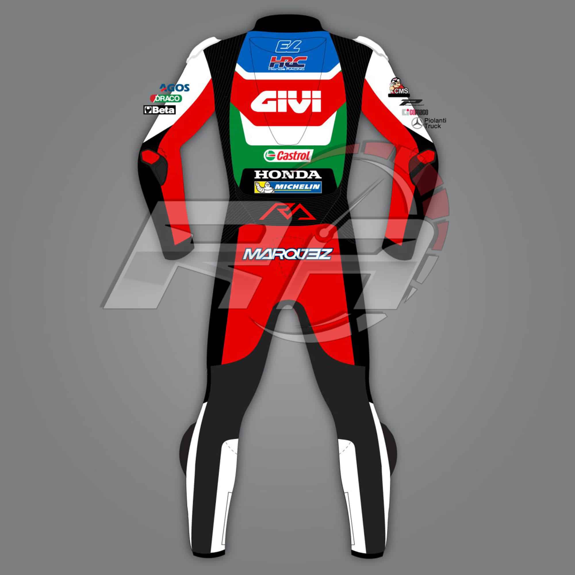 Alex Marquez Honda Givi MotoGP 2022 Motorcycle Racing Suit Back Alex Marquez Honda Givi MotoGP 2022 Motorcycle Racing Suit Back