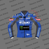 Alex Rins Team Suzuki MotoGP 2022 Motorcycle Leather Race Jacket Front