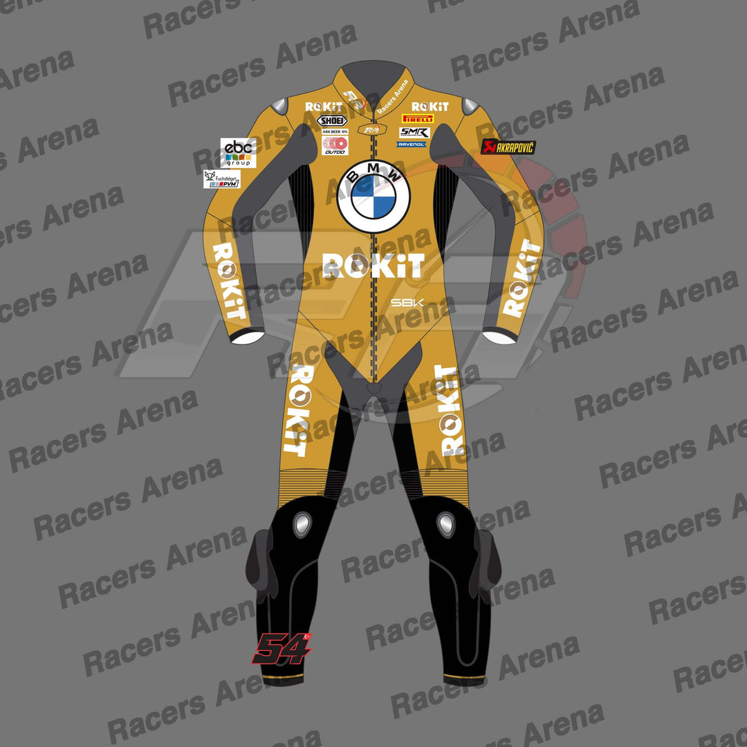 BMW Motorbike Leathers Toprak Razgatlioglu Winter Test 2024 Motorcycle Suit Front