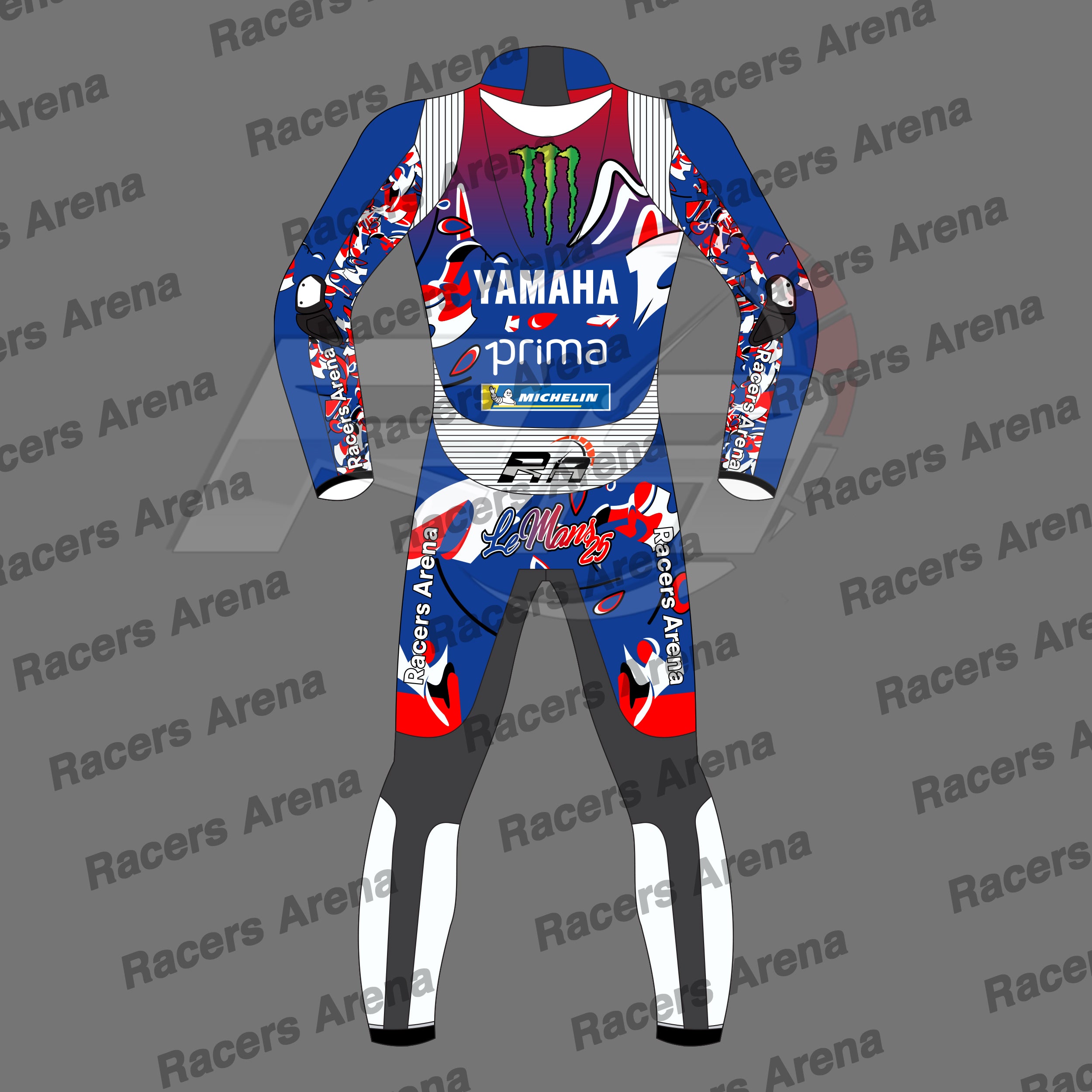 Fabio Quartararo Le Mans Yamaha 2025 Motorcycle Leather Race Suit Back Fabio Quartararo Le Mans Yamaha 2025 Motorcycle Leather Race Suit Back