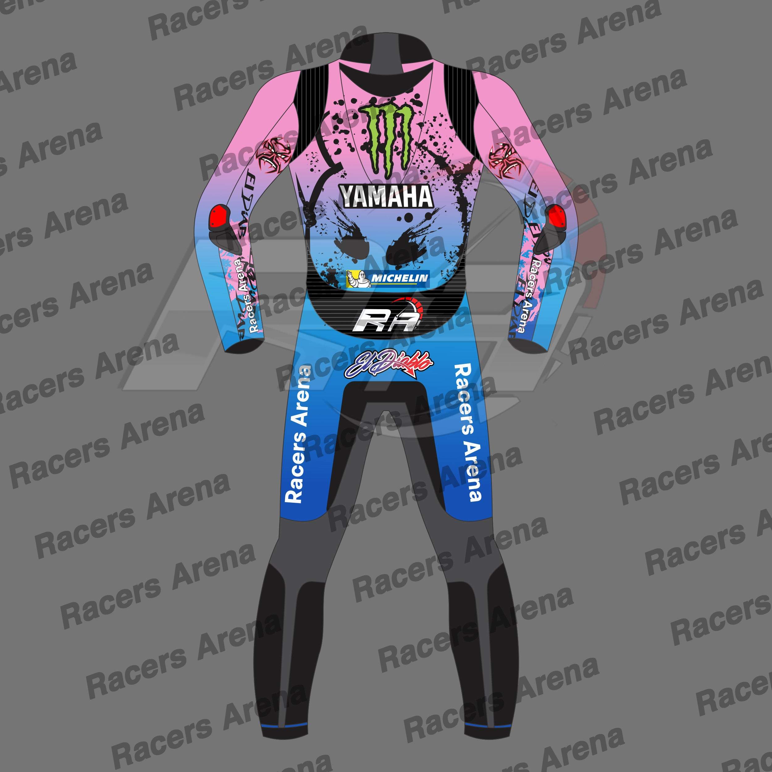 Fabio Quartararo Yamaha Suit French GP 2024 Motorcycle Leather Race Suit Back Fabio Quartararo Yamaha Suit French GP 2024 Motorcycle Leather Race Suit Back