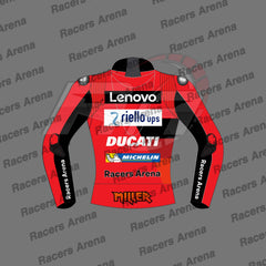 Jack Miller Ducati Lenovo MotoGP 2022 Motorbike Leather Race Jacket Back