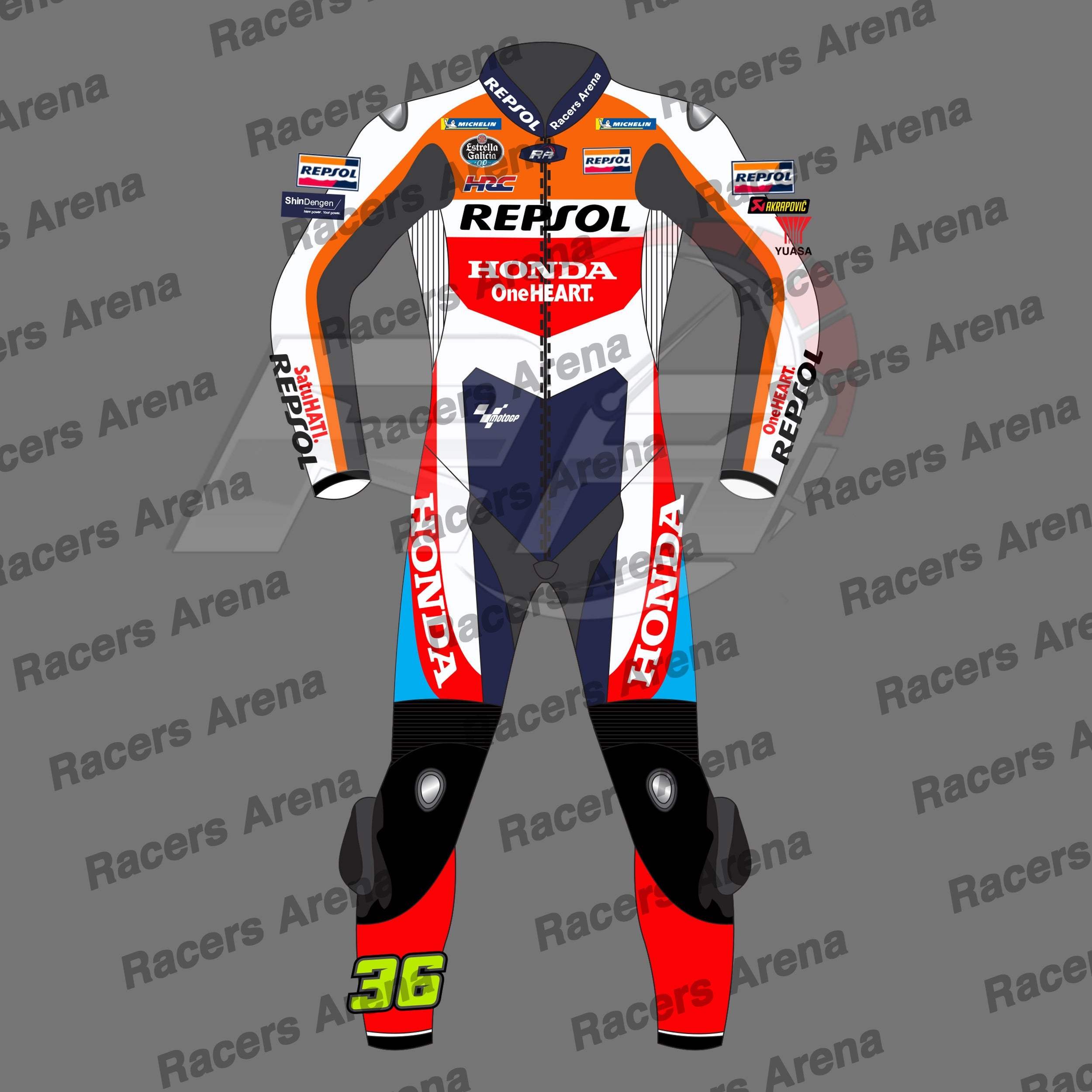 Joan Mir Repsol Honda MotoGP 2024 Motorcycle Leather Race Suit Front