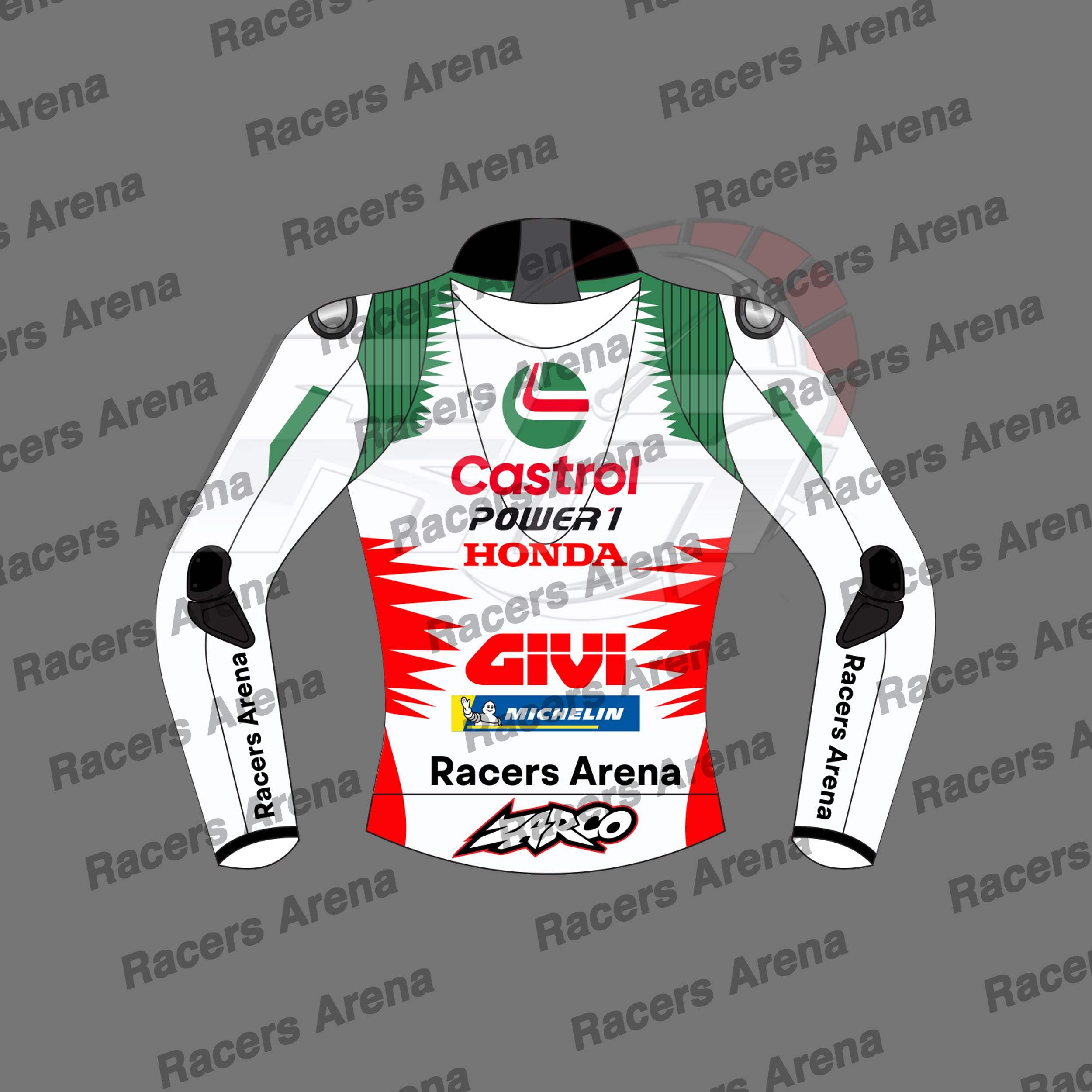 Johann Zarco Honda Castrol MotoGP 2024 Motorbike Leather Race Jacket Back Johann Zarco Honda Castrol MotoGP 2024 Motorbike Leather Race Jacket Back
