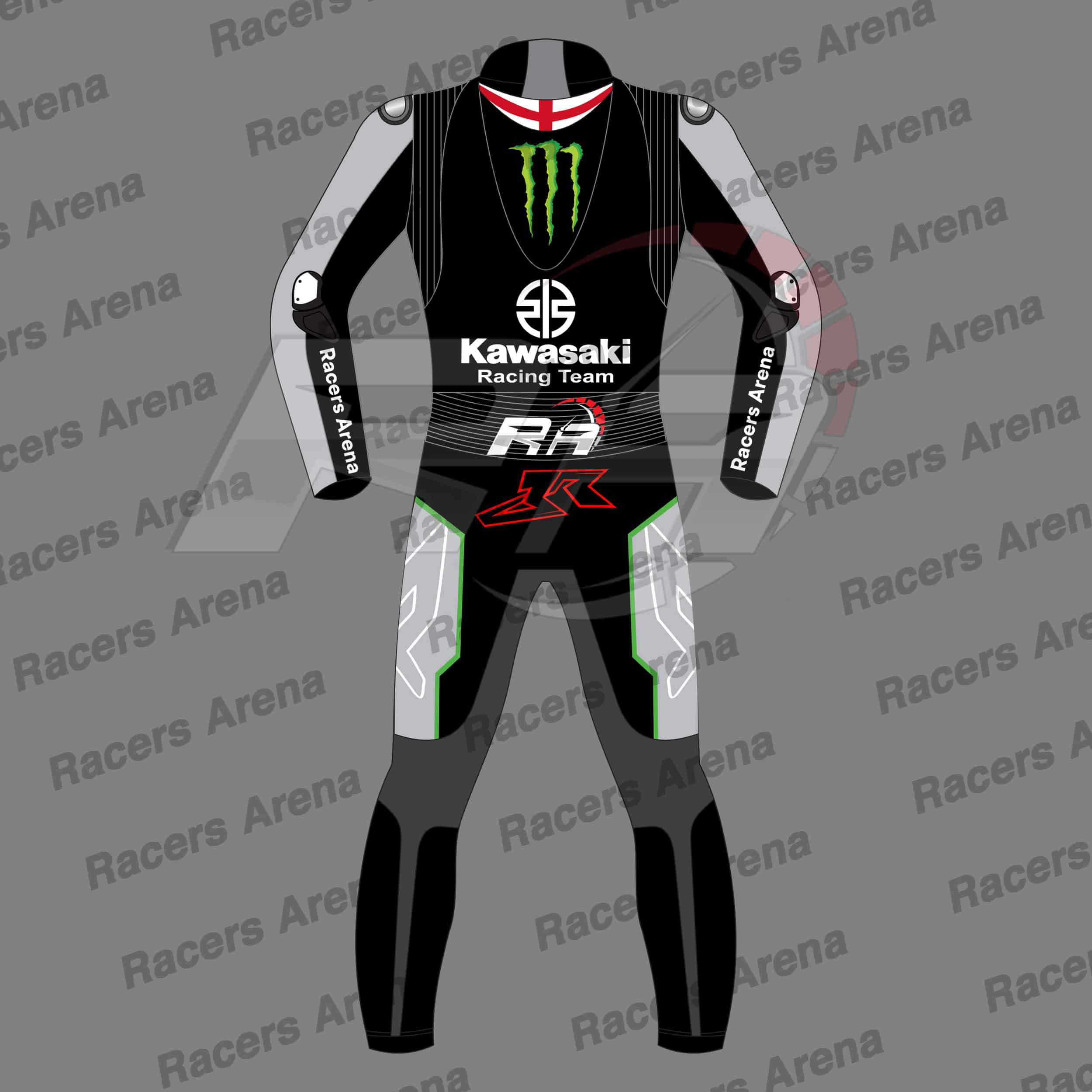 Jonathan Rea Kawasaki Winter Test 2023 Motorcycle Leather Race Suit back Jonathan Rea Kawasaki Winter Test 2023 Motorcycle Leather Race Suit back