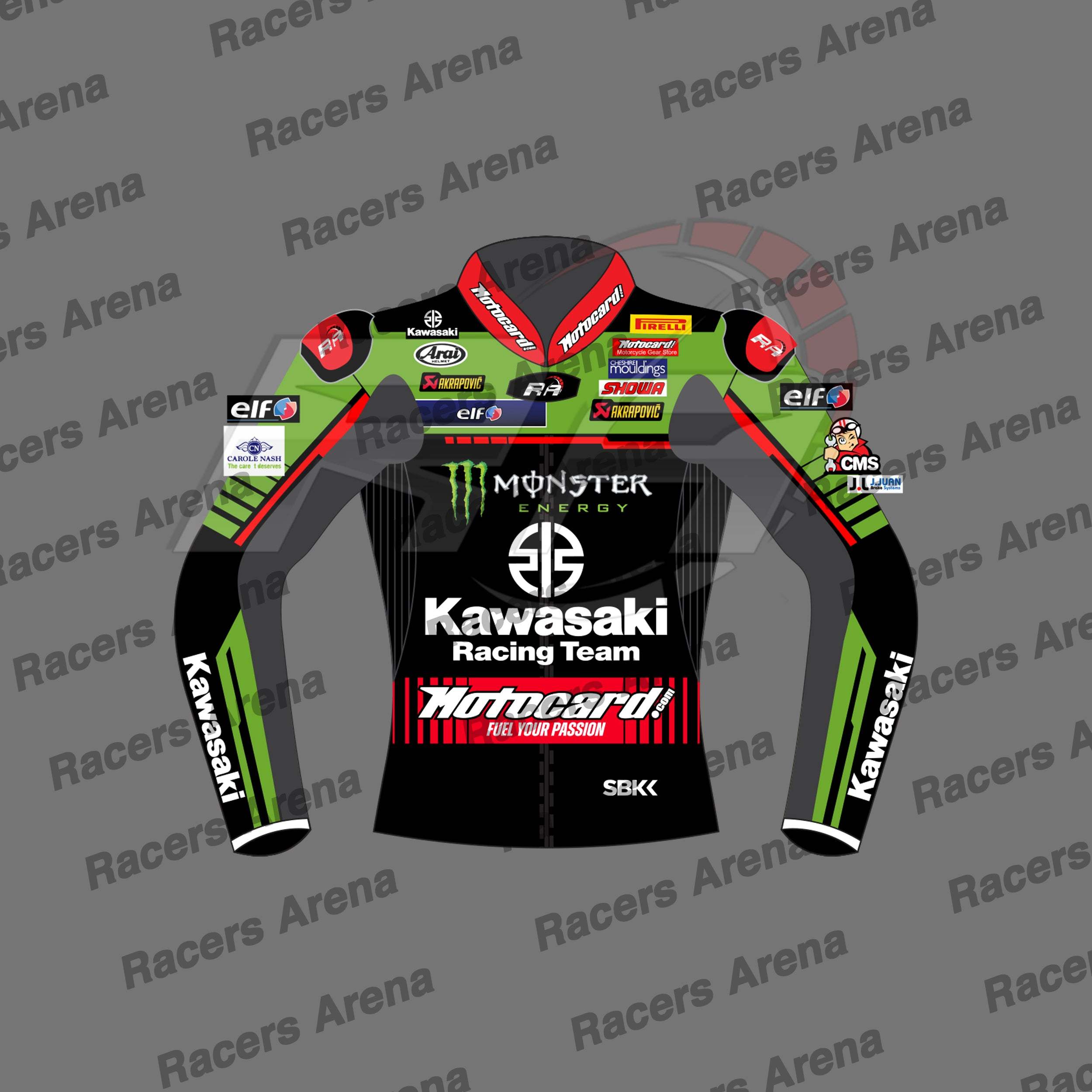 Jonathan Rea Team Kawasaki WSBK 2022 Motorcycle Leather Race Jacket Front