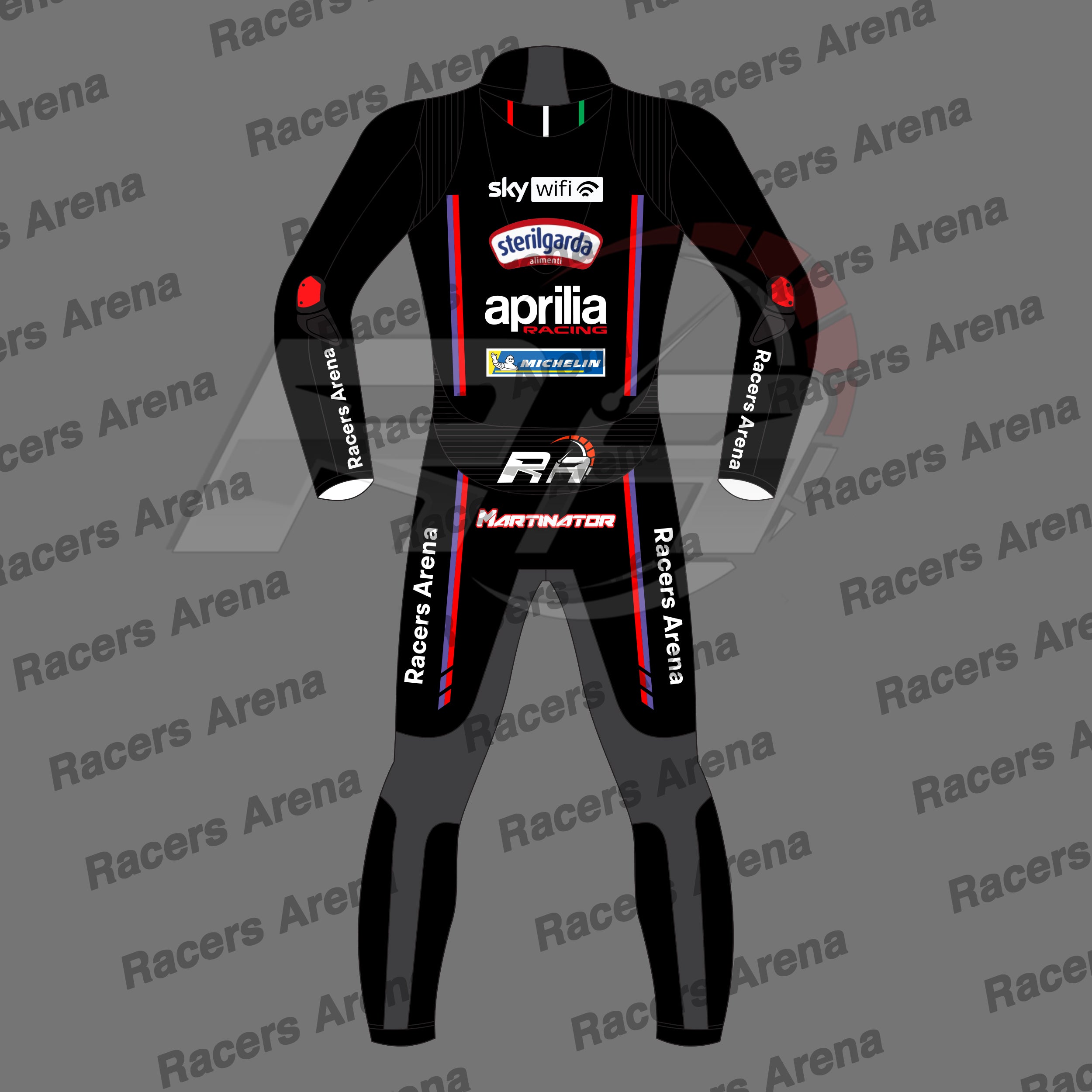 Jorge Martin Aprilia 2025 Motorcycle Leather Racing Suit Back Jorge Martin Aprilia 2025 Motorcycle Leather Racing Suit Back