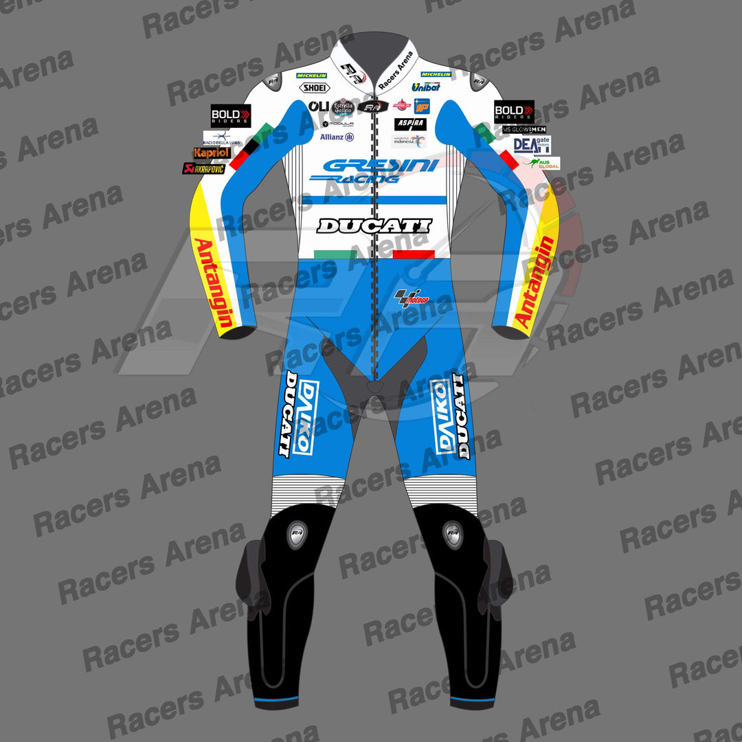 Marc Marquez Ducati British GP 2024 Motorcycle Race Leather Suit Front