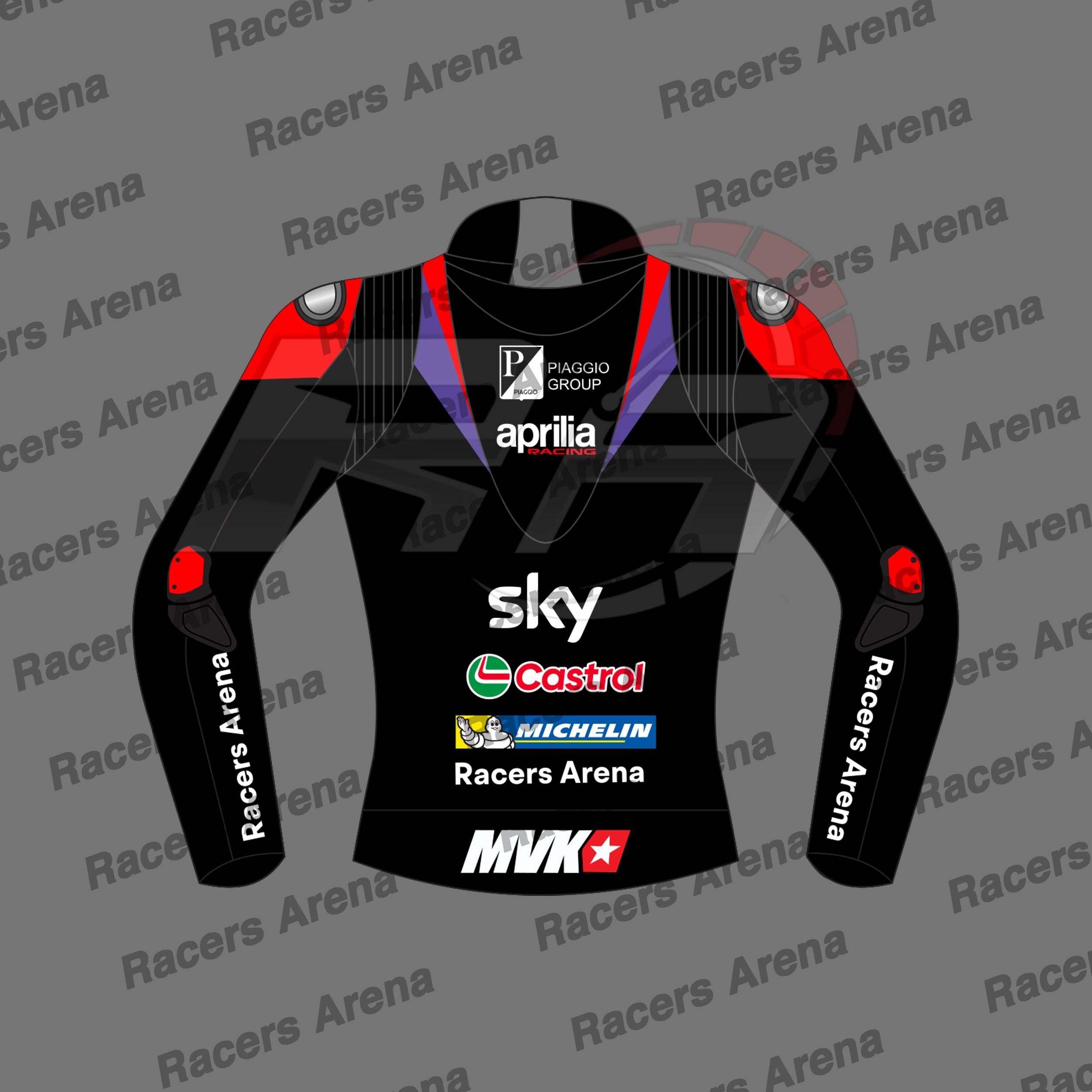 Maverick Vinales Aprilia 2024 MOTOGP Motorcycle Leather Race Jacket Back Maverick Vinales Aprilia 2024 MOTOGP Motorcycle Leather Race Jacket Back