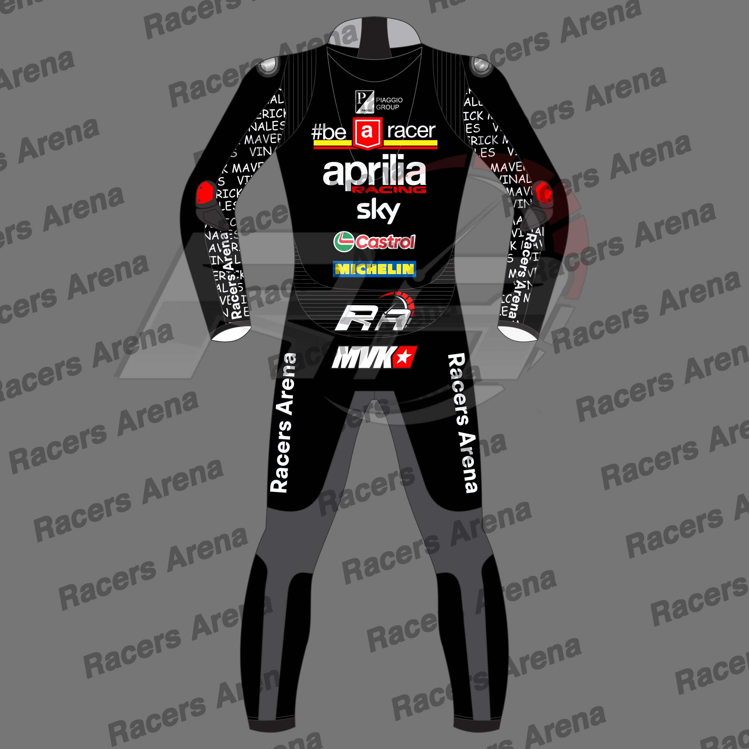 Maverick Vinales Aprilia British GP 2024 Motorcycle Race Leather Suit Back Maverick Vinales Aprilia British GP 2024 Motorcycle Race Leather Suit Back