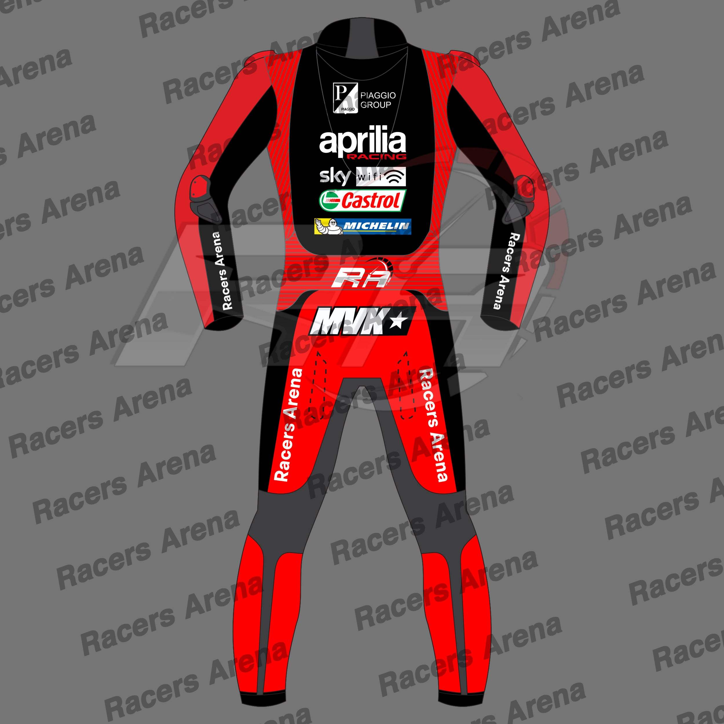 Maverick Vinales Aprilia MotoGP 2022 Motorcycle Jumpsuit Back Maverick Vinales Aprilia MotoGP 2022 Motorcycle Jumpsuit Back