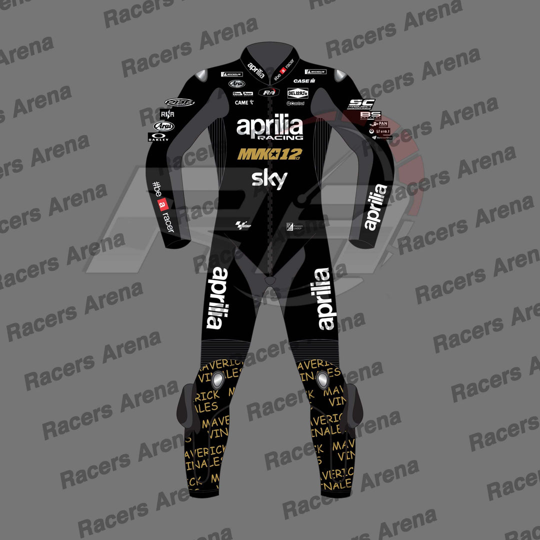 Maverick Vinales Aprilia Winter Test 2024 Motorcycle Leather Racing Suit Front