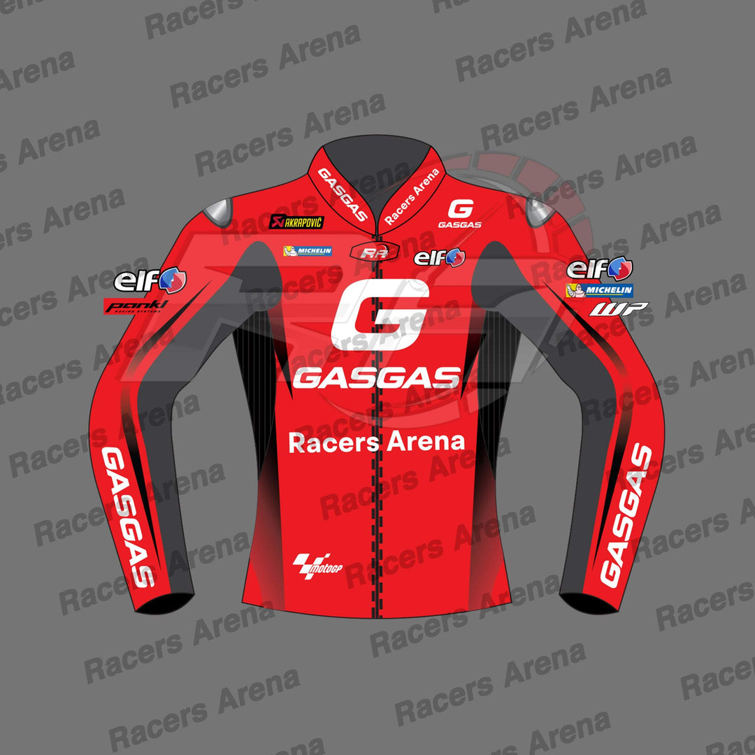Pol Espargaro Gasgas Tech3 MotoGP 2023 Motorcycle Leather Race Jacket Front