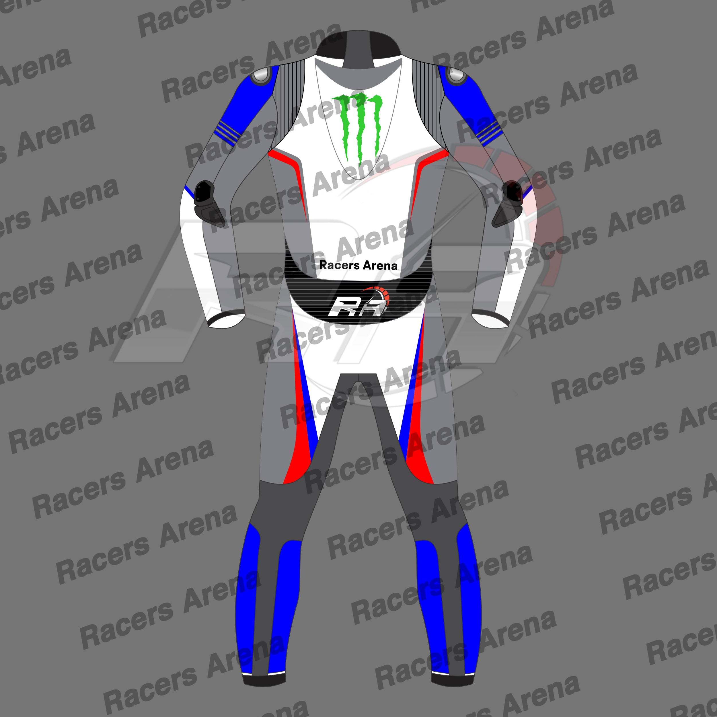 Racers Arena TrackForge Monster Energy Motorcycle Suit Back Racers Arena TrackForge Monster Energy Motorcycle Suit Back