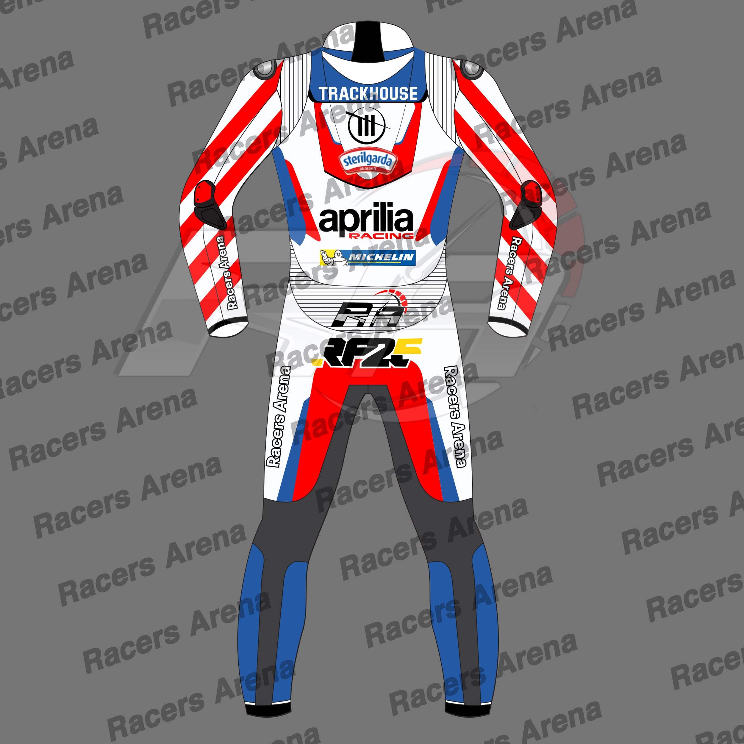 Raul Fernandez Aprilia MotoGP 2024 Motorbike Leather Race Suit Back Raul Fernandez Aprilia MotoGP 2024 Motorbike Leather Race Suit Back