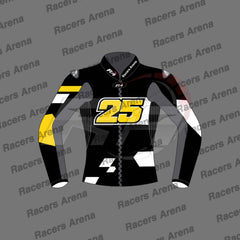 Raul Fernandez Black Aprilia Winter Test 2023 Motorcycle Leather Race Jacket Front