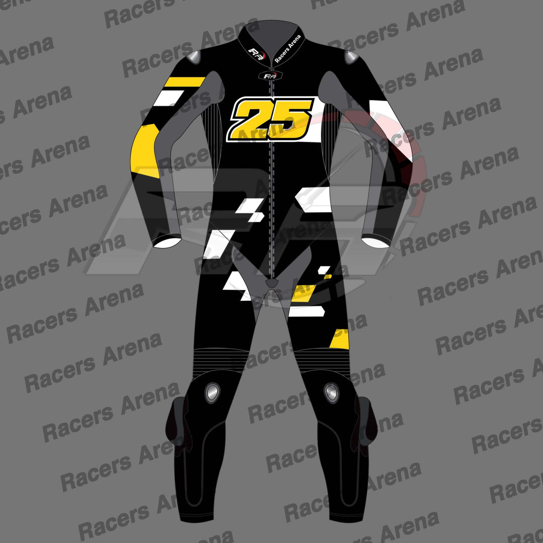 Raul Fernandez Black Aprilia Winter Test 2023 Motorcycle Leather Race Suit Front