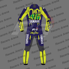 Valentino Rossi Blue Yamaha 2024 Motorcycle Leather Race Suit Back