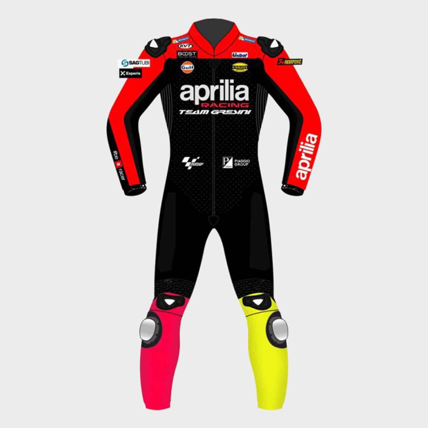 Aleix Espargaro Aprilia Motorbike Leather Suit Back Aleix Espargaro Aprilia Motorbike Leather Suit Back