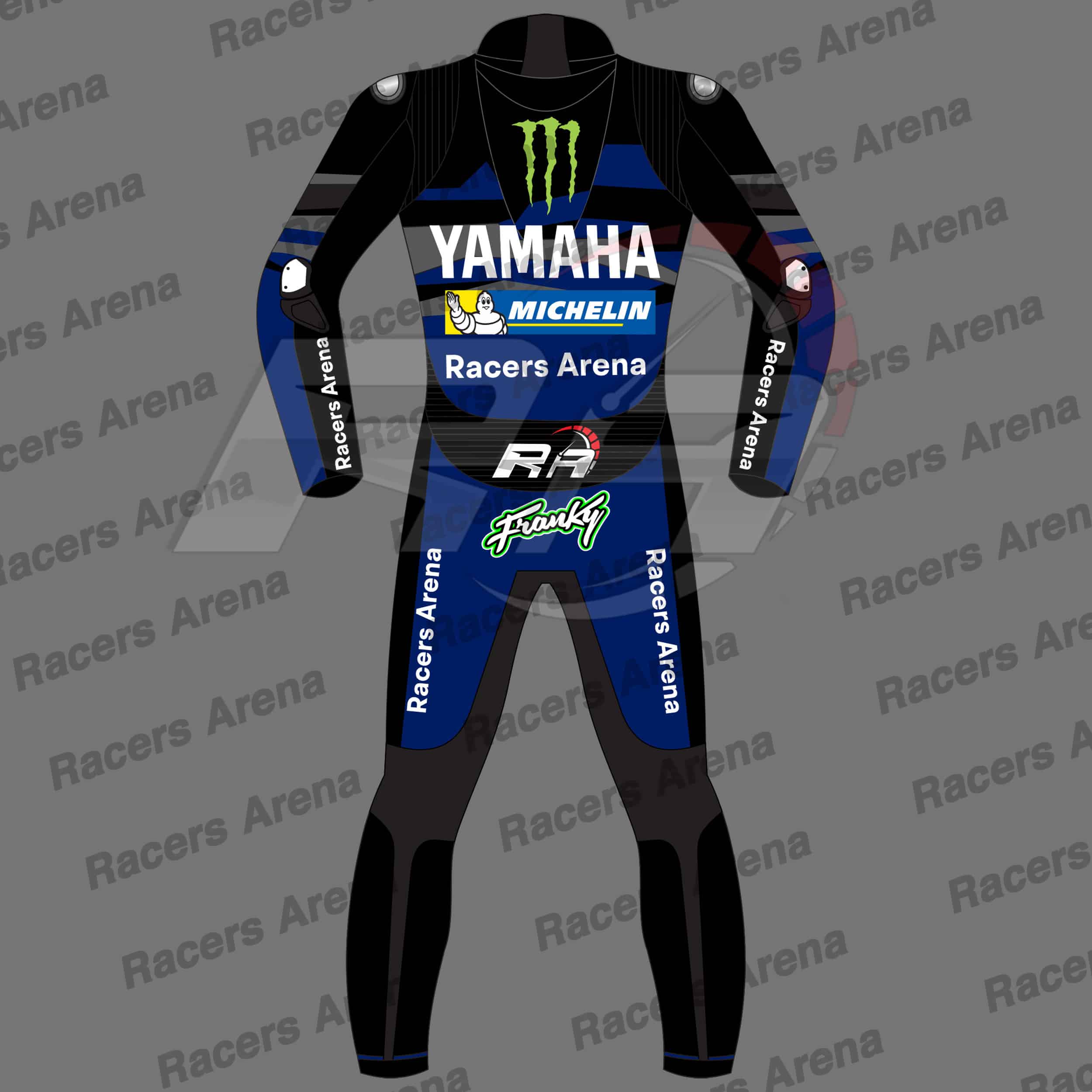 Franco Morbidelli Monster Energy MotoGP 2023 Motorcycle Leather Race Suit Back Franco Morbidelli Monster Energy MotoGP 2023 Motorcycle Leather Race Suit Back