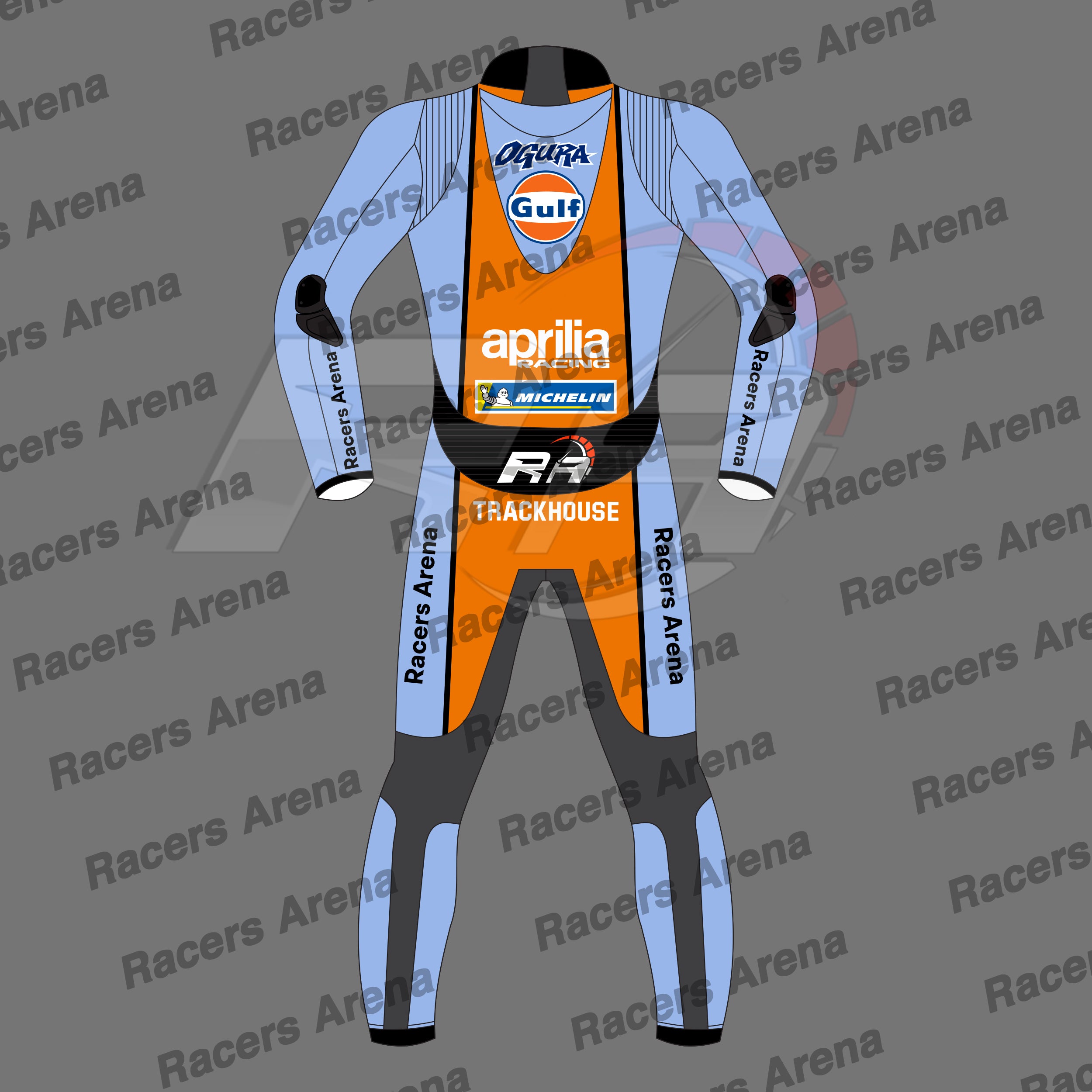 AI Ogura MotoGP 2026 Gulf Aprilia Motorcycle Leather Racing Suit Back