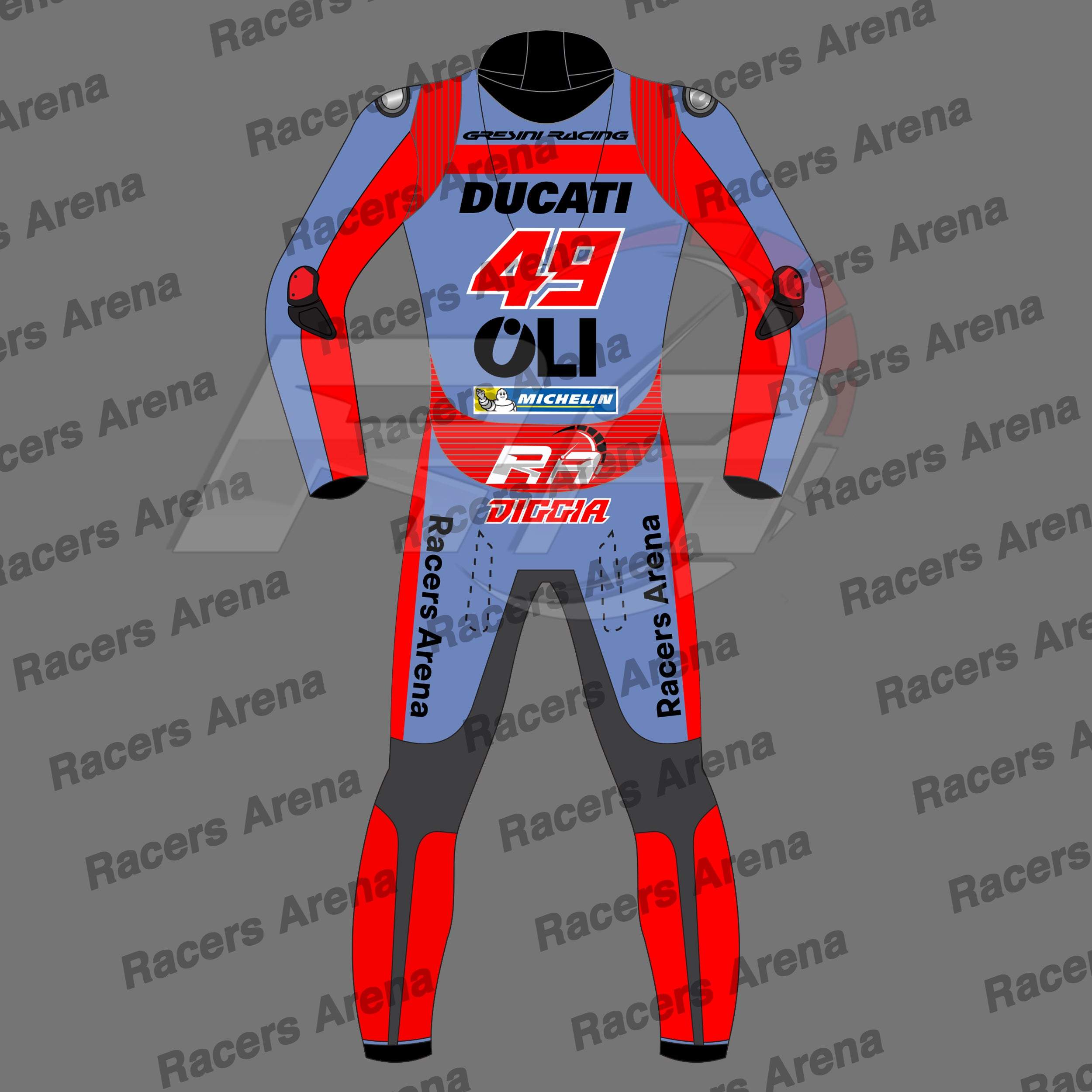 Enea Bastianini Team Gresini MotoGP 2022 Motorcycle Leather Race Suit Back