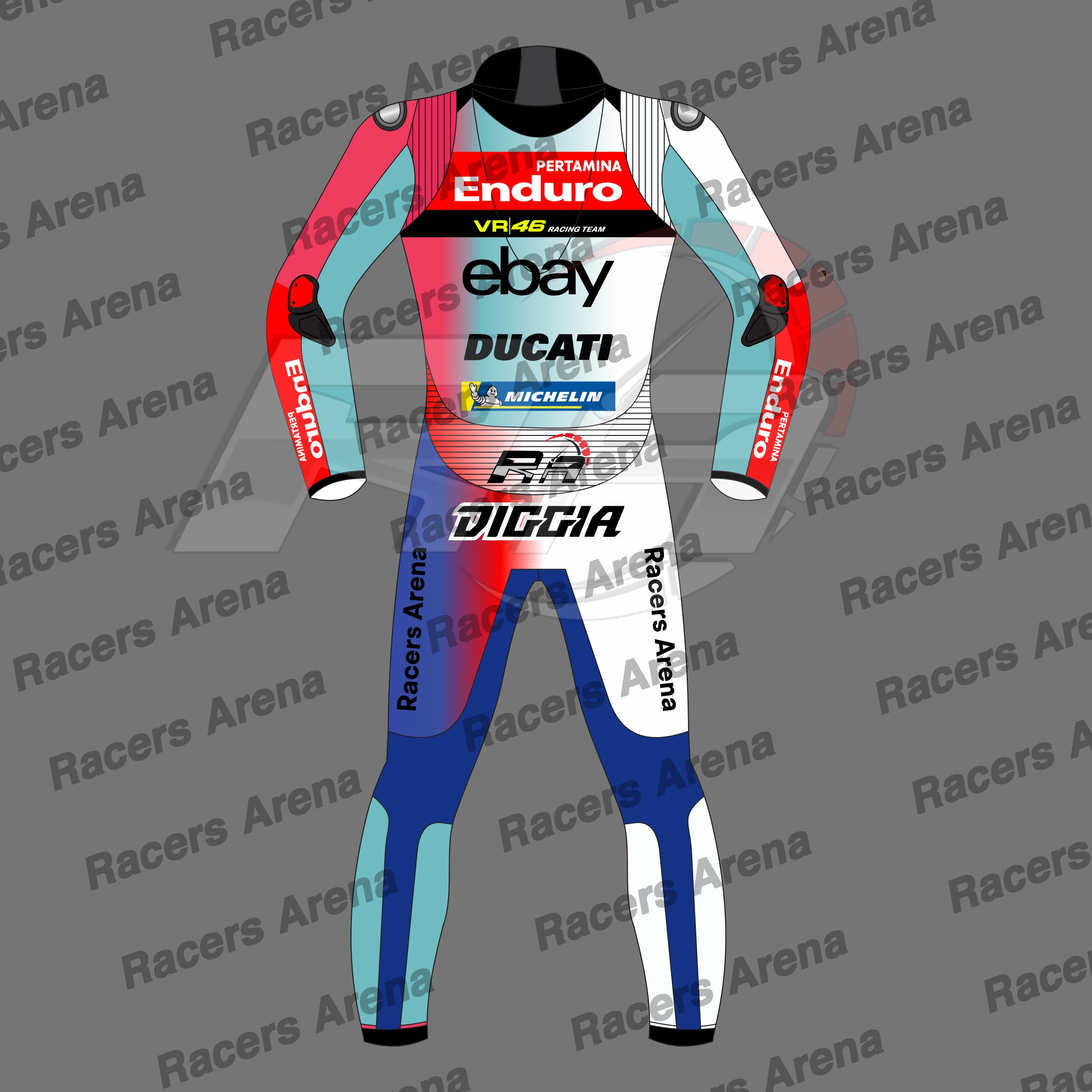 Fabio Di Giannantonio Pertamina Enduro VR46 2025 Mortorcycle Leather Race Suit Back
