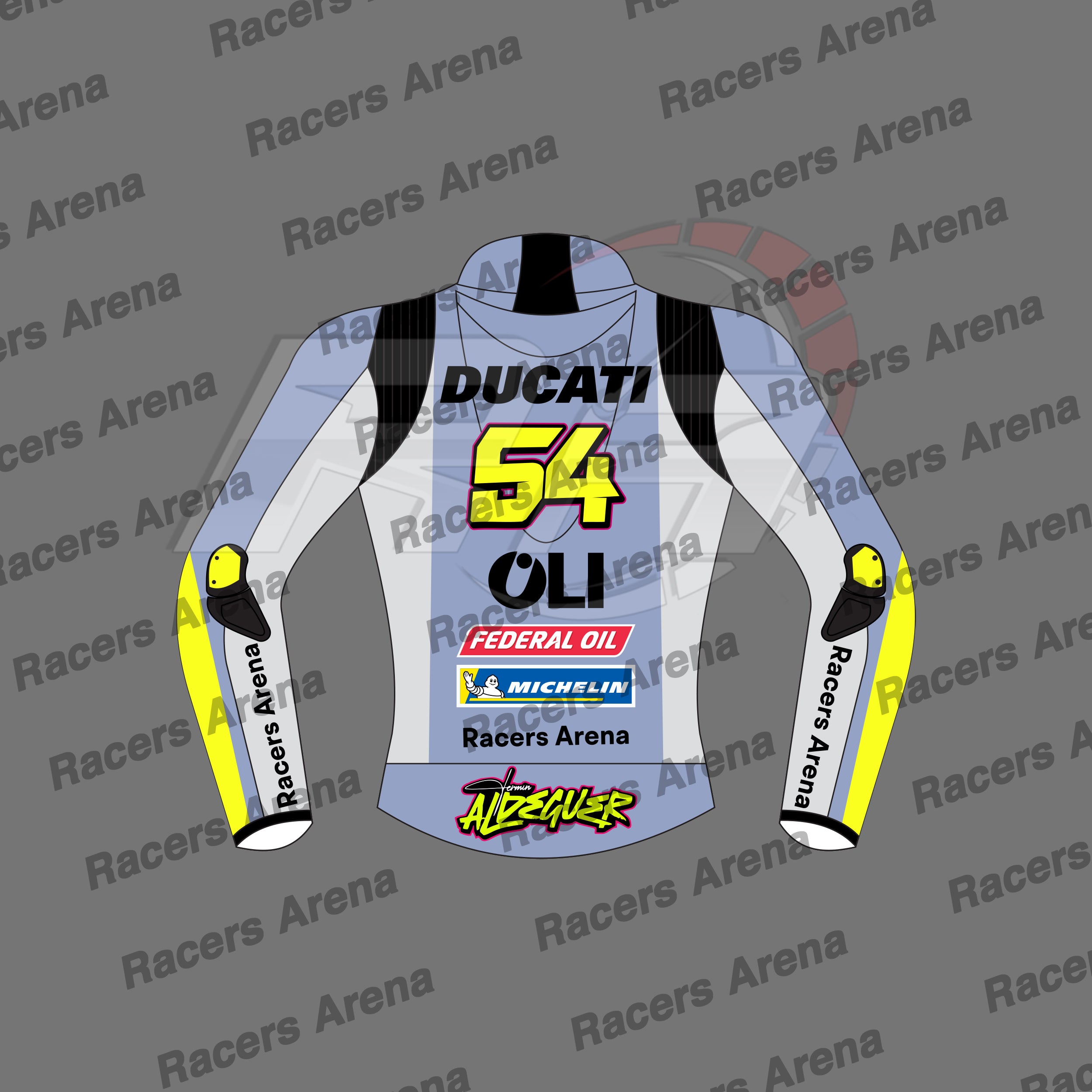 Fermin Aldeguer MotoGP Team Gresini 2025 Motorcycle Leather Jacket Back