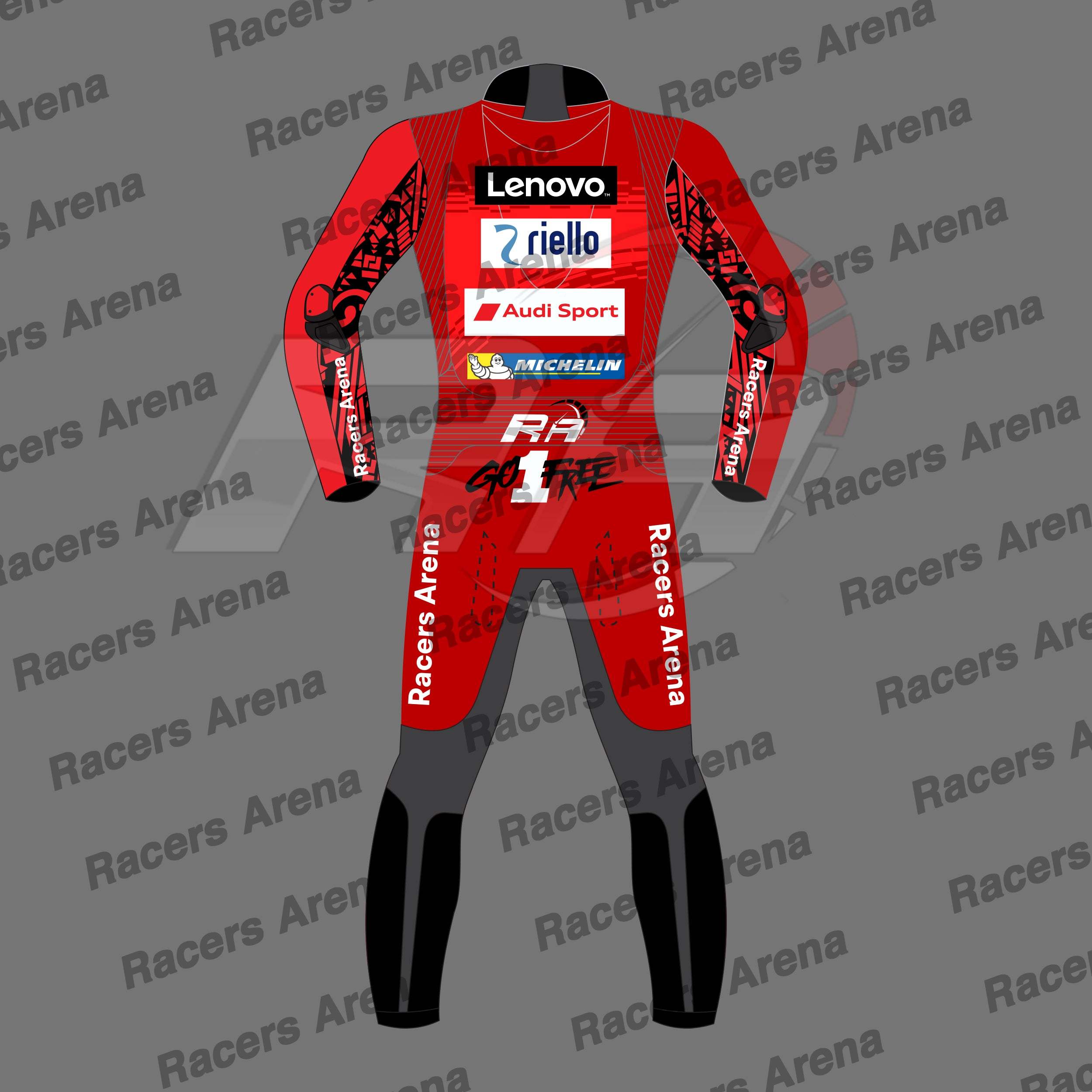 francesco bagnaia motogp ducati 2024 motorcycle leather race suit back