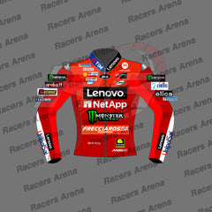 Francesco Bagnaia Motogp Ducati 2025 Motorbike Leather Race Jacket Front