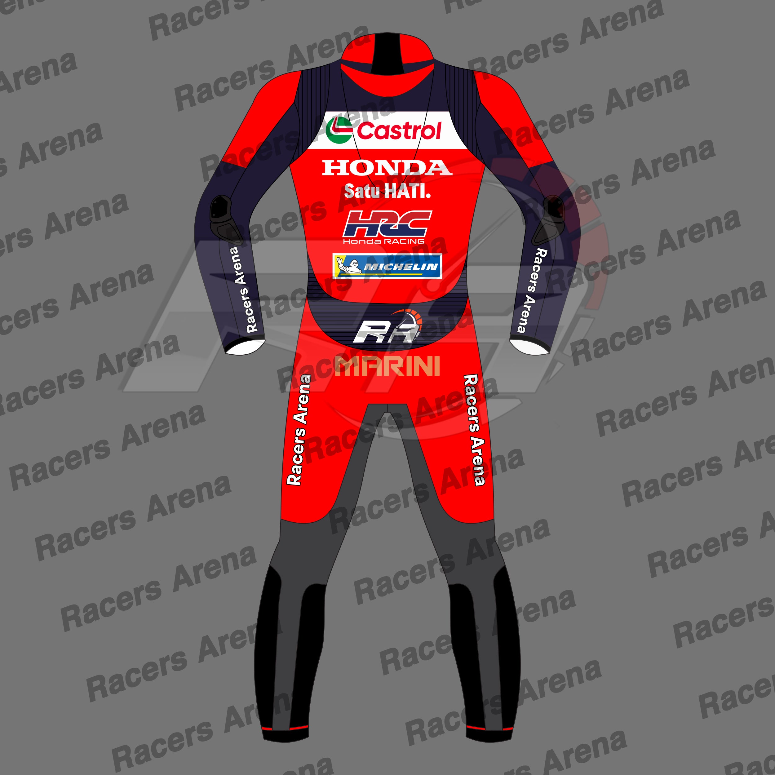 Luca Marini MotoGP 2025 Honda Motorbike Leather Race Suit Back