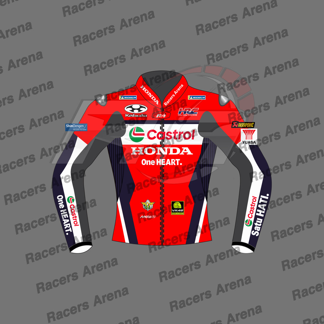 Luca Marini MotoGP 2025 Honda Motorcycle Leather Riding Jacket Front