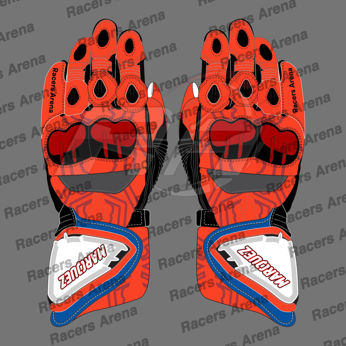 Marc Marquez Honda HRC 2022 Motorcycle Leather Race Gloves