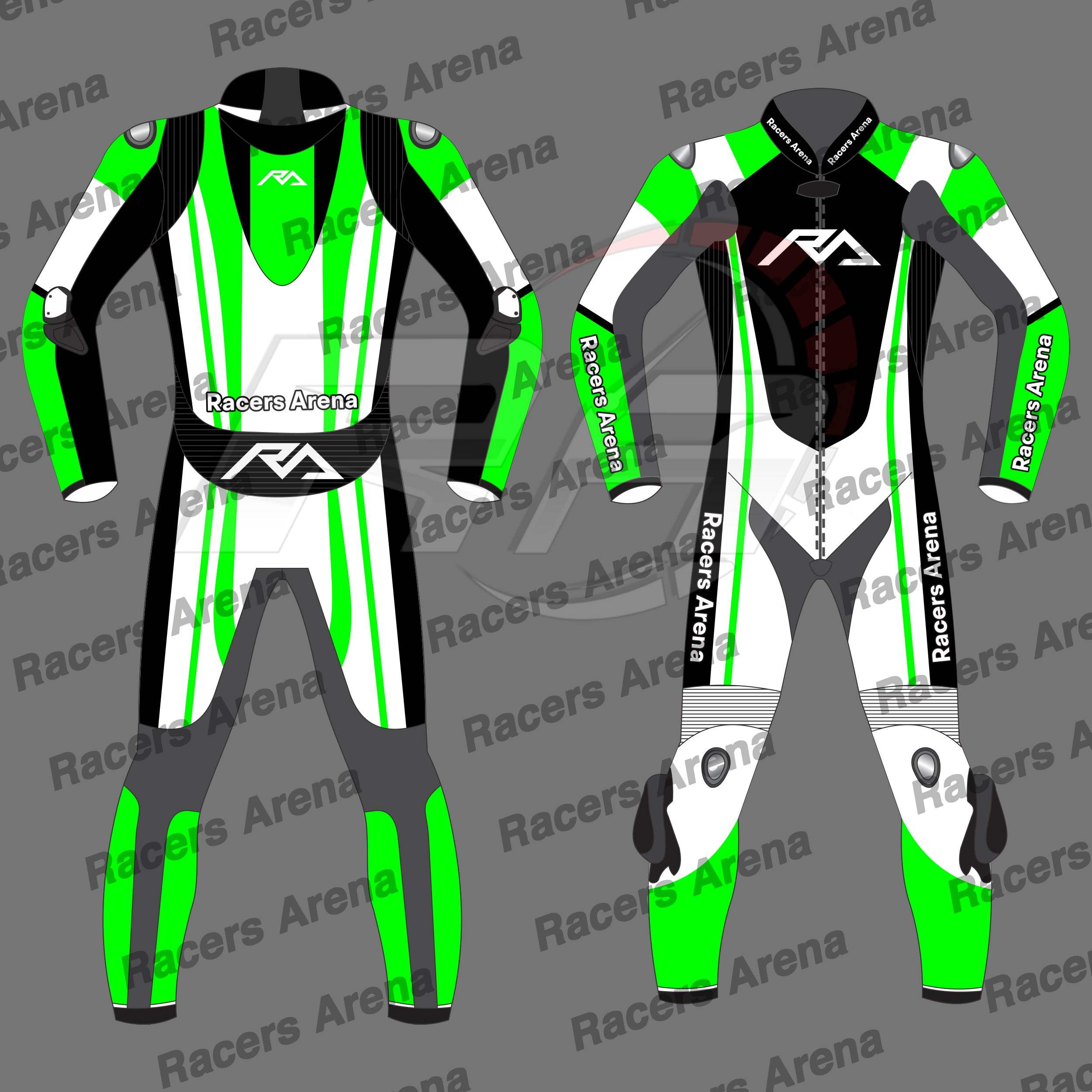 Racers Arena Hyperspeed Motorcycle Leather Race Suit Green