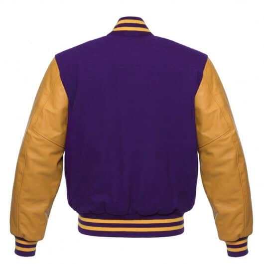 Purple Letterman Jacket with Gold Leather Sleeves