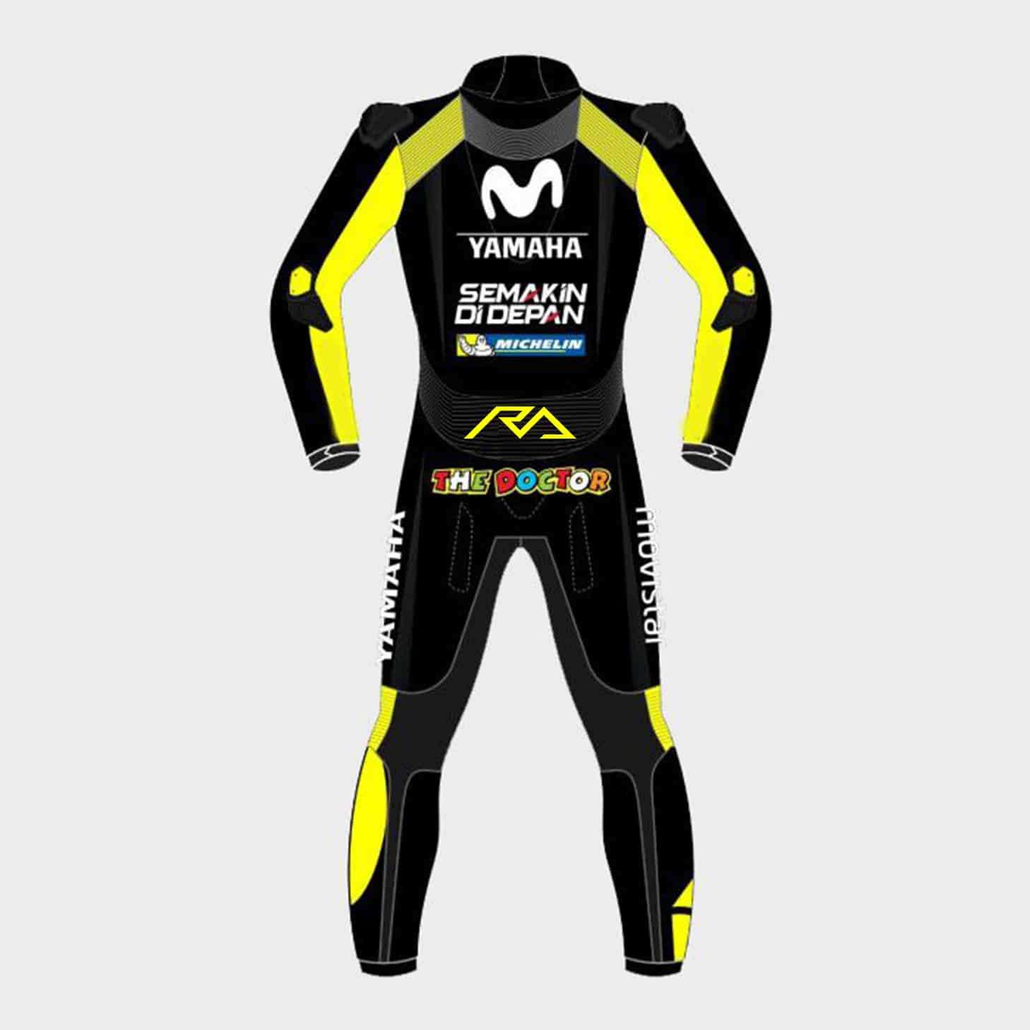 Valentino Rossi Movistar Yamaha 2018 Suit in Black Back