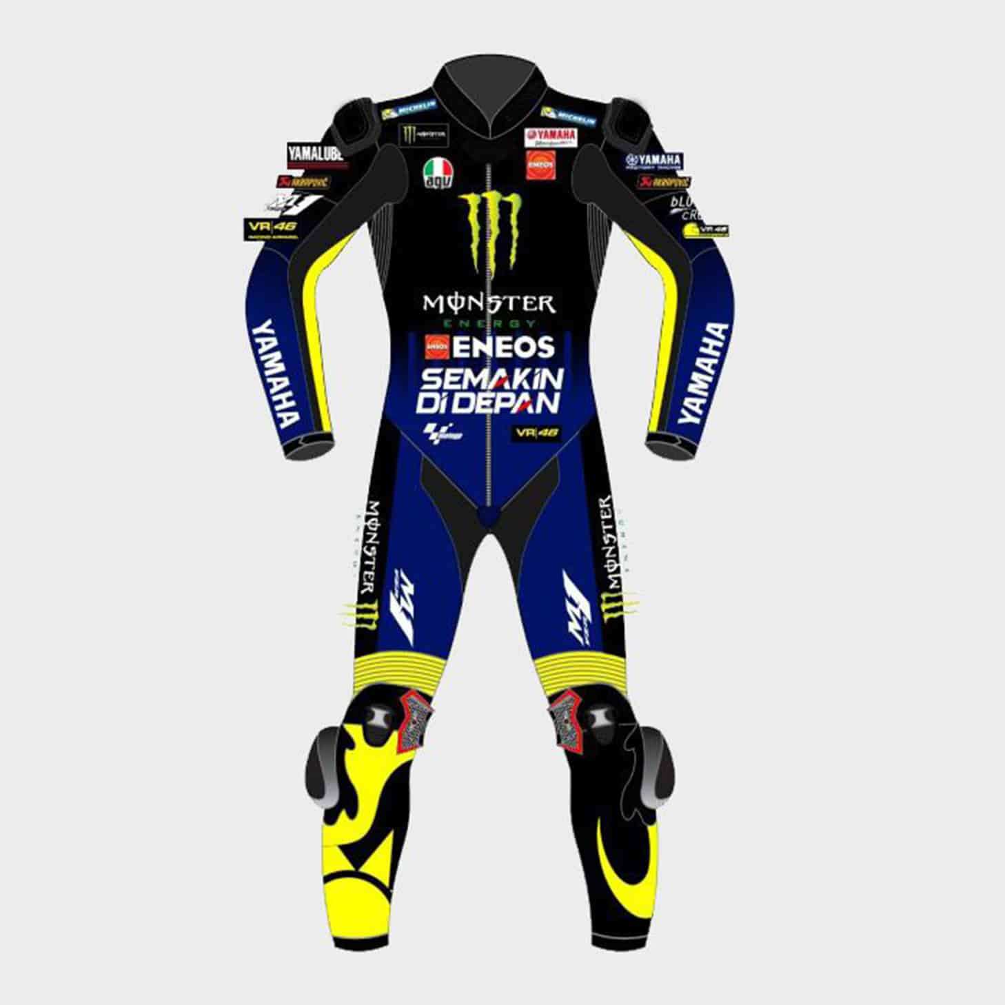 Yamaha Rossi Motorcycle Leather Suit Back